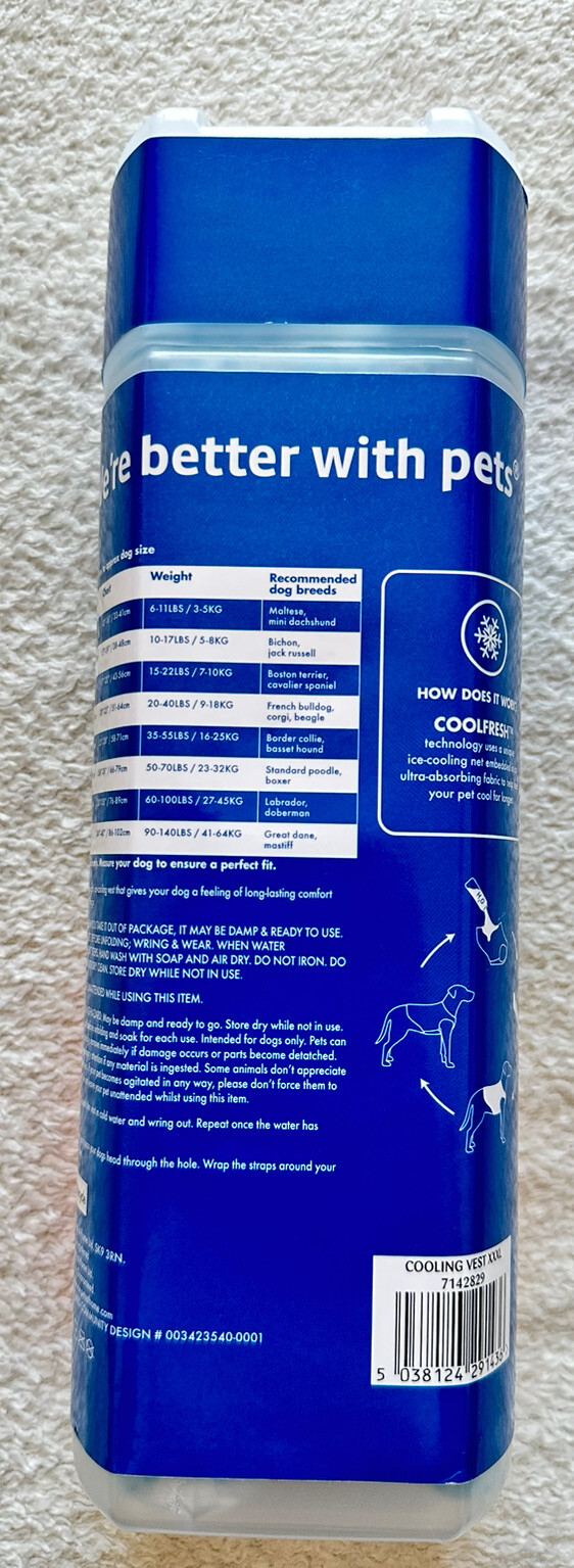 Cool Club Elastofit Ice Blue Dog Vest Large Ro 115536 for sale online