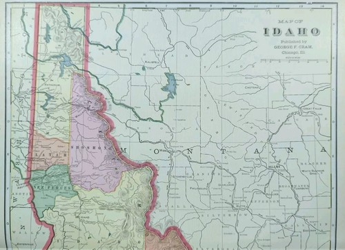 Vintage 1902 IDAHO Map 14"x22" Old Antique Original BOISE CALDWELL MOSCOW NAMPA - Picture 3 of 8