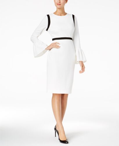 Calvin Klein Colorblocked Bell-Sleeve Sheath Dress $134 Size 6 # 2F 86/ 6 New - Photo 1 sur 6