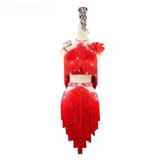 Latin Dance Dress Tassel Stones Skirt Performance Clothing Competition Clothes