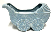 Vintage Ceramic Blue Baby Buggy Planter