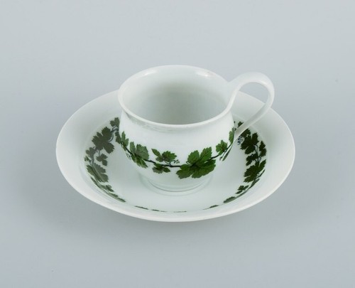 Meissen, Green Ivy Vine. 3 coffee cups with saucers. Early 20th C. - Picture 3 of 4