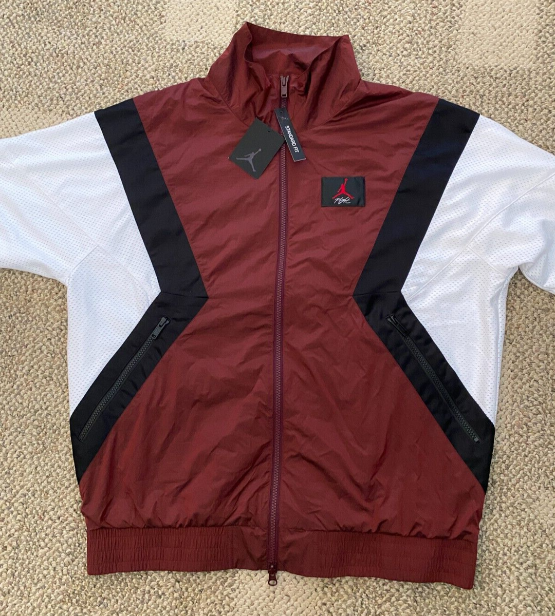 Air Jordan Flight Warm Up Jacket AO0555-687 Burgundy/White Size