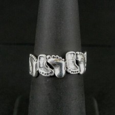 Ring Silver Feet with Footprints Sterling 925 Band Size 5 1/4 Ring 5.25