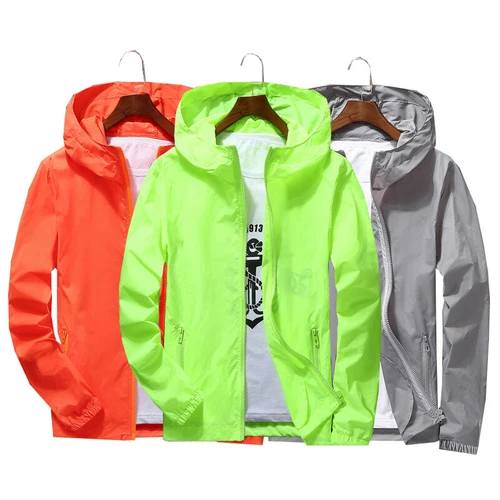 Herren Outwear Leichter Windbreaker Wasserdicht Regenjacke Kapuze Atmungsaktiv - Bild 4 von 25