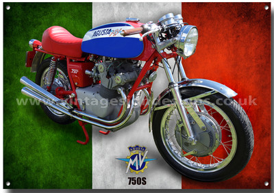 MV AGUSTA 750S MOTORCYCLE METAL SIGN,VINTAGE ITALIAN MOTORCYCLES