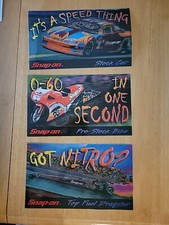 Snap On SUPER RARE SPEED SET 3 Large Decals/Stickers 8" 4 1/2" DRAG NASCAR BIKE
