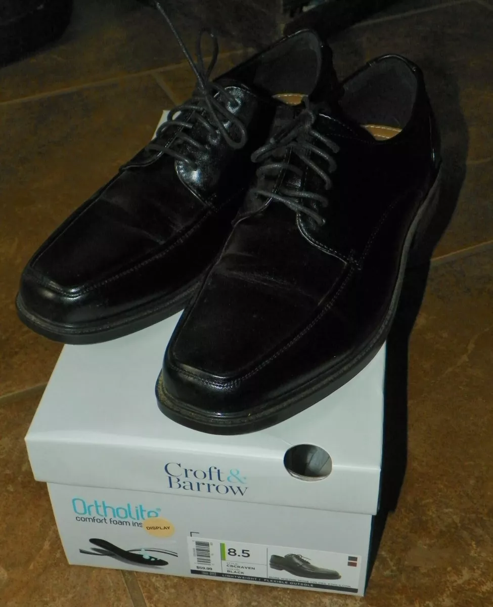 Mens CROFT BARROW Black Ortholite CRAVEN Oxford Dress SHOES Size 8.5 Med EUC