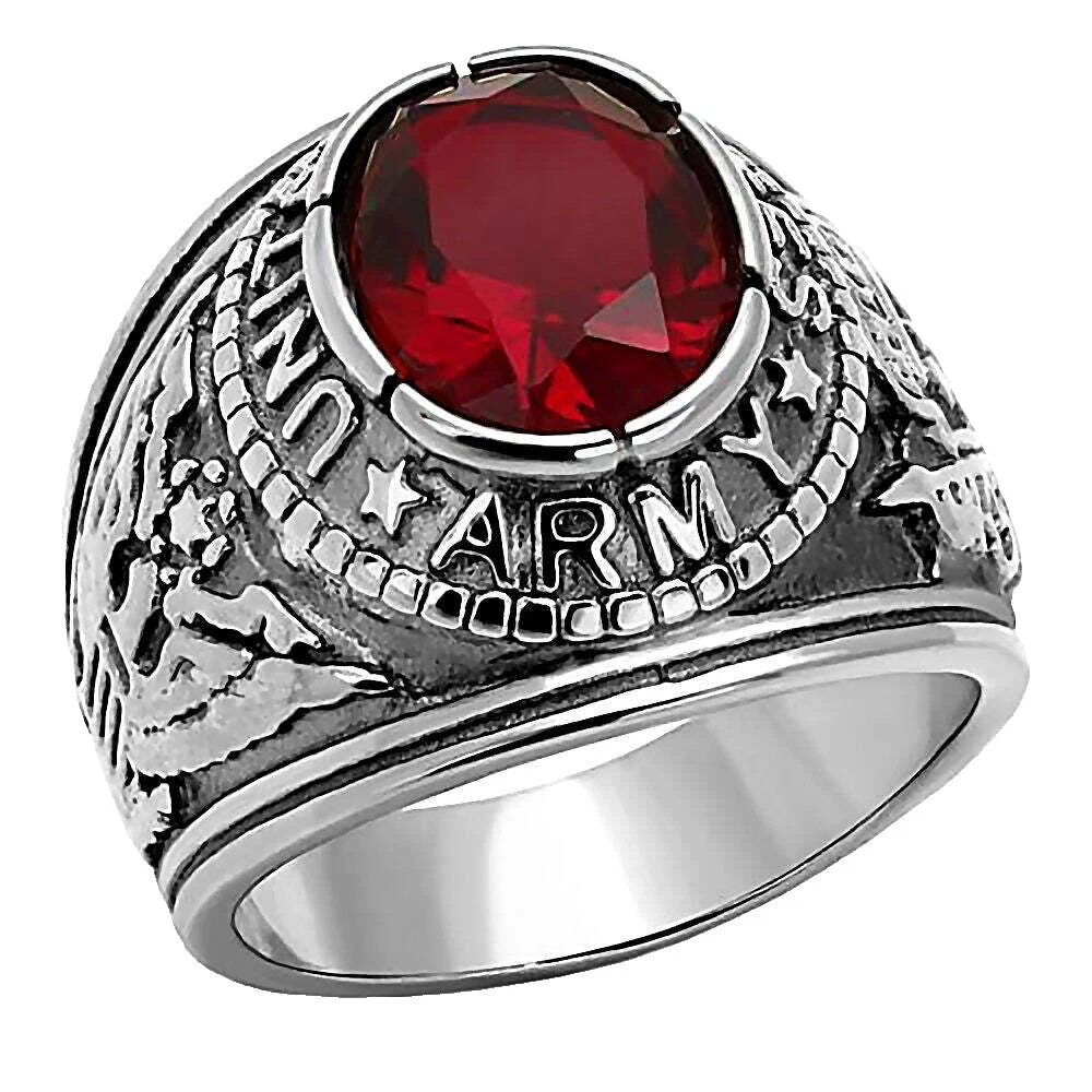 Ruby Anillos Militar para Hombres