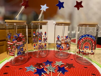 Glass Cups with Lids and Straws 4 Pcs,16 Oz Glass Cups for Coffee Bar Accessorie