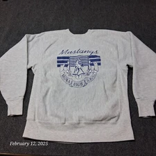 Vintage Velva Sheen Sweatshirt Adult Large Gray Mora High School Mustangs