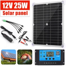25W Watt Flexible Solar Panel Kit for Camping Home RV Battery Charge Controller