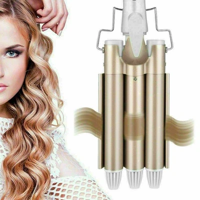 Hair Salon Ceramic 3 Triple Barrel Hair Wave Waver Curling Iron Curlers Wand A