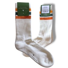INKERMAN Striped Crew Socks Organic Cotton Blend Yellow Sz 39/45 Unisex