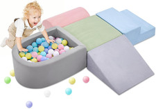 Climbing Toys for Toddlers , Foam Climbing Blocks with Ball Pit for Baby, 5-Piec