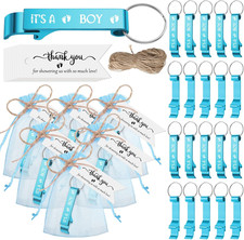 50 Sets Baby Shower Bottle Opener Favors Includes It'S a Boy Keychain Blue Bottl