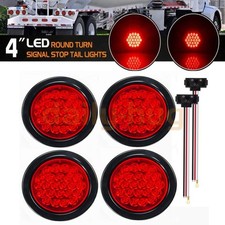 4pcs 4inch Round Truck Trailer Stop Turn Tail Brake Lights Waterproof 24-led