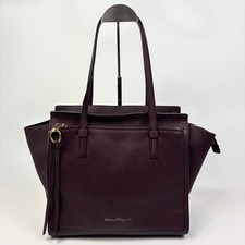 Salvatore Ferragamo Amy Authentic Gancini handbag tote bag Bordeaux 28×29.5cm