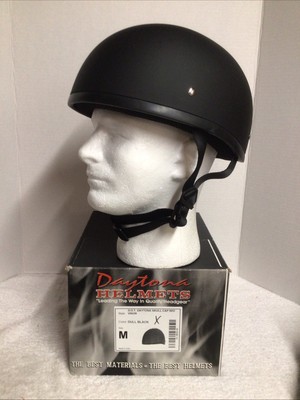 Daytona Motorcycle Skull Cap Helmet W/O Visor D1-BNS Sz M Dull Black D.O.T. NEW