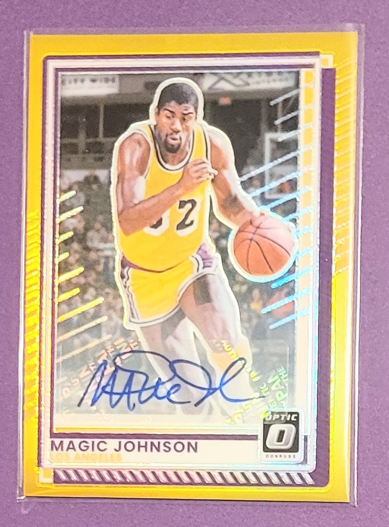 2025-26 Donruss Optic Magic Johnson Gold Prizm Auto /10 Lakers #141 HOF