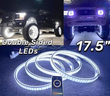 Double Side 4x 17.5'' White Quad Row Wheel Ring Lights For Truck Strobe Flashing