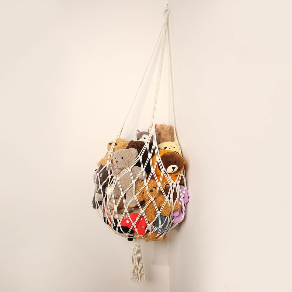 Amdermi Stuffed Animal Storage Hammock Corner Hanging Net Stuffy Animal ...