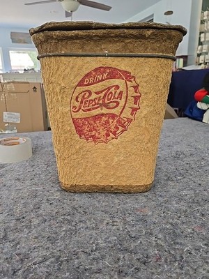 Rare 1940s Pepsi Cola 5 Gallon Syrup Drum Fiber Barrel Lid Advertising Vintage