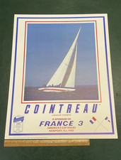 Nuevo de Lote Antiguo "France 3" America's Cup 1983 Sailing Race ~ Póster Publicitario Cointreau