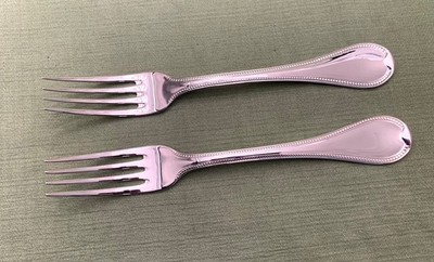 Robbe & Berking Französisch Perl zwei Vorspeisengabeln 18,5 cm 150g massiv versi