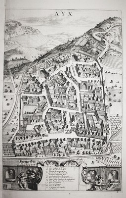 Aix-les-Bains Savoie Auvergne France gravure engraving Kupferstich Blaeu 1726