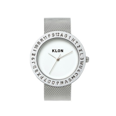 KLON ENGRAVE TIME SILVER MESH 40mm Wristwatch Stainless Steel 