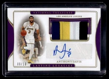 2019-20 National Treasures Anthony Davis Patch Auto /10 Lasting Legacies #ll-adv