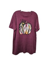 Purple Short Sleeve Multicolor Pumpkin T-shirt Women's Size XL