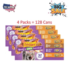 128 Cans Friskies Poultry Pate Favorites Variety Pack Wet Cat Food, 5.5-oz can