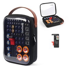 Battery Organizer Storage Case with Tester, Clear Battery Storage Organizer, ...