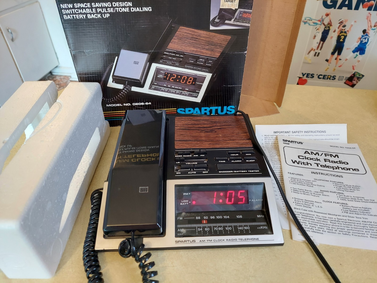 Vintage Spartus MCM FM/AM Alarm Clock Radio Telephone Combo VERY COOL