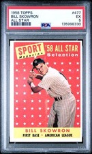 1958 Topps Baseball Card BILL SKOWRON #477 Sport Magazine All Star PSA 5