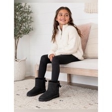 UGG Mini Bailey Bow II Black Sheepskin Boots Girls US 4 EU 36