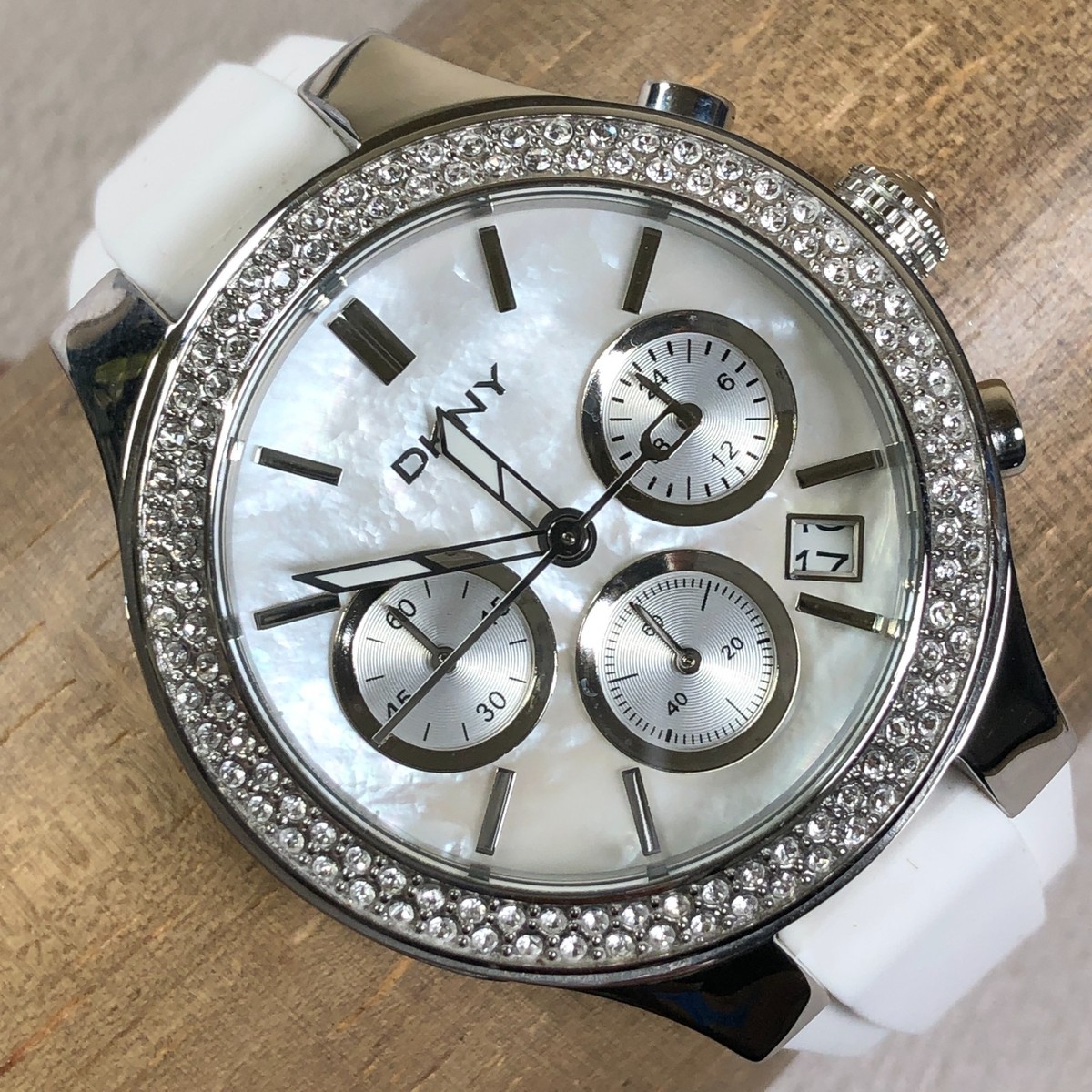 DKNY NY8196 Women's Chronograph Mother of Pearl Silicone Stainless