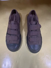 PF Flyers Men 9 Women 10.5 Canvas Adjustable Strap Lo Sneakers. Brown/Black