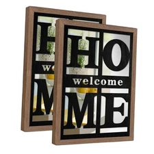 PCS Accent Mirrors，Home Signs Wall Decor， Rustic Farmhouse Wall Mirror for 2