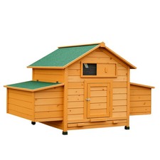 PawHut Wooden Chicken Coop, Poultry Cage with Nesting Boxes, Tray, Yellow