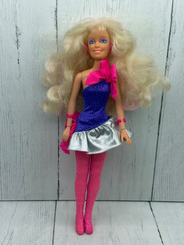 Jem Doll Rock N Curls 1985 Hasbro Pink Purple Outfit Tights Jewelry Vtg