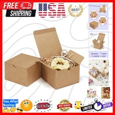 25 Pack Sturdy Brown Kraft Gift Boxes 5x5x3.5" with Lids for Personalization