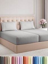 5 Piece Split King Sheet Set, French Grey, Cooling, Deep Pocket, Hotel, Soft