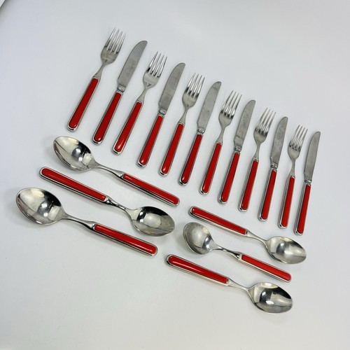 Pinti Inox Menù Posate 18 pz Coltello Forchette Cucchiaio Plastica Acciaio Inox Anni 80 - Foto 5 di 16