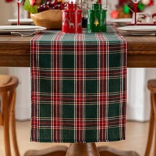 13x90 Inch Green Tartan Christmas Table Runner - 13 x 90 Inch Green Plaid