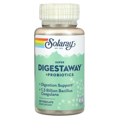 2 X Solaray, Super Digestaway + Probiotics, 60 VegCaps-worldwide