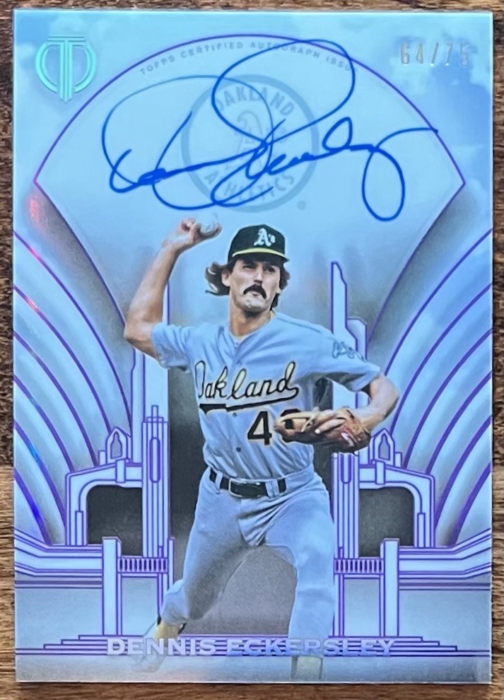2026 Topps Tribute Dennis Eckersley A’s Crest Calligraphy Purple Auto #64/75