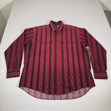 Vintage Wrangler Shirt Mens XL Red Aztec Pearl Snap Western Brushpopper Work 90s